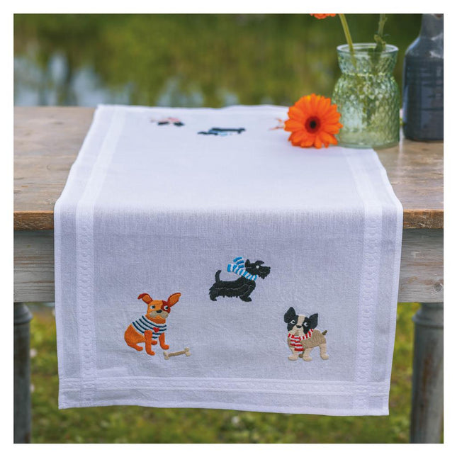 DIY Table Runner kit "PN-0199283 Kit for embroidery cross (track) Vervaco, "Doggies""