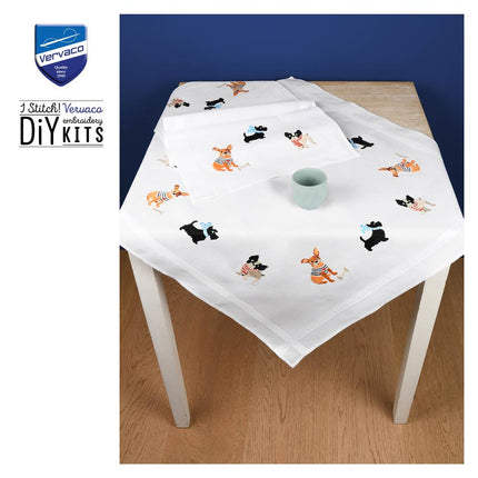 DIY Table Runner kit "PN-0199283 Kit for embroidery cross (track) Vervaco, "Doggies""
