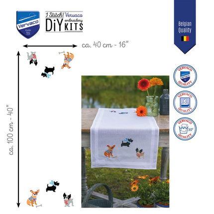 DIY Table Runner kit "PN-0199283 Kit for embroidery cross (track) Vervaco, "Doggies""