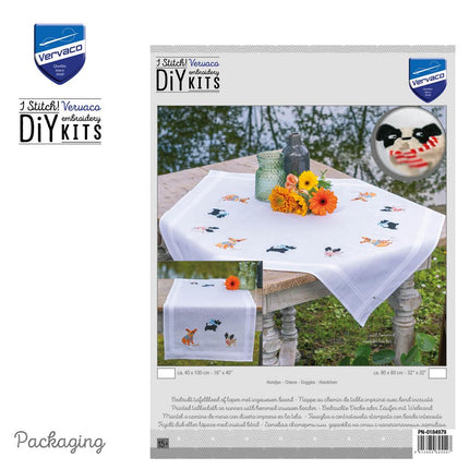 DIY Table Runner kit "PN-0199283 Kit for embroidery cross (track) Vervaco, "Doggies""