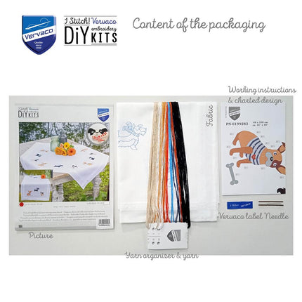DIY Table Runner kit "PN-0199283 Kit for embroidery cross (track) Vervaco, "Doggies""
