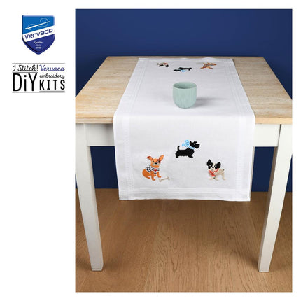 DIY Table Runner kit "PN-0199283 Kit for embroidery cross (track) Vervaco, "Doggies""