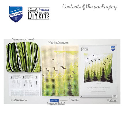 DIY Cross stitch cushion kit "Forest"