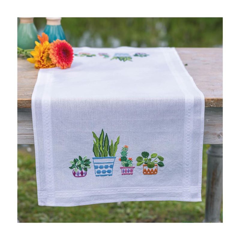 DIY Table Runner kit "PN-0199691 Set for embroidery cross (track) Vervaco, 40x100, "Houseplants""