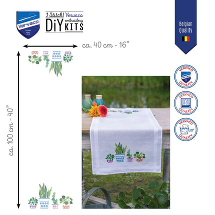 DIY Table Runner kit "PN-0199691 Set for embroidery cross (track) Vervaco, 40x100, "Houseplants""
