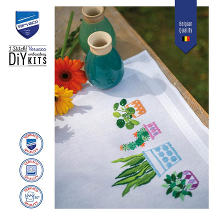 DIY Table Runner kit "PN-0199691 Set for embroidery cross (track) Vervaco, 40x100, "Houseplants""
