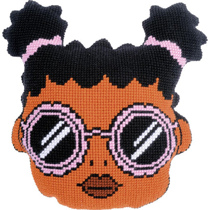 DIY Cross Stitch Cushion Kit "Girl brunette"