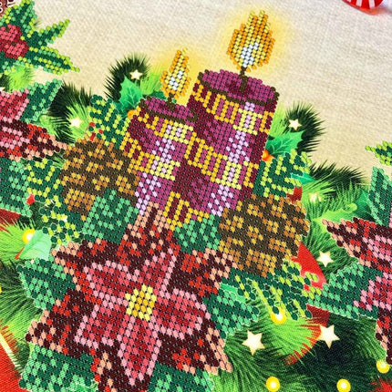 DIY Table Runner kit "Christmas Candle", Bead Embroidery Kit, Handmade table runner