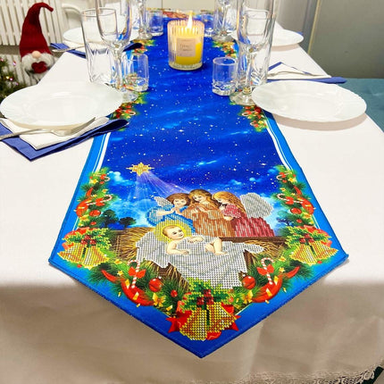 DIY Table Runner kit "Birth of Jesus Christ", Bead Embroidery Kit, Handmade table runner