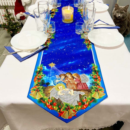 DIY Table Runner kit "Birth of Jesus Christ", Bead Embroidery Kit, Handmade table runner