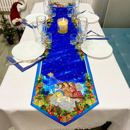 DIY Table Runner kit "Birth of Jesus Christ", Bead Embroidery Kit, Handmade table runner