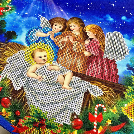 DIY Table Runner kit "Birth of Jesus Christ", Bead Embroidery Kit, Handmade table runner
