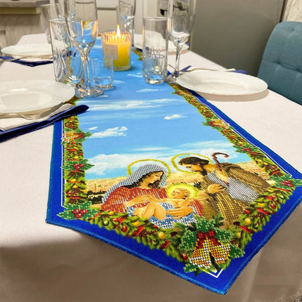 DIY Table Runner kit "Jesus's Birth", Bead Embroidery Kit, Handmade table runner