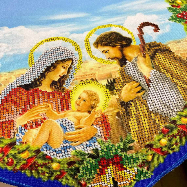 DIY Table Runner kit "Jesus's Birth", Bead Embroidery Kit, Handmade table runner