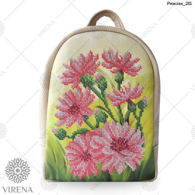 Backpack for embroidery with beads kit "Pink flowers"