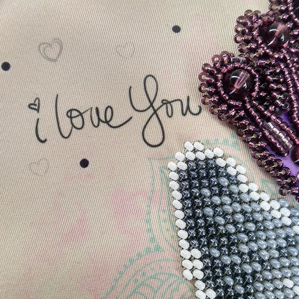 Bead embroidery kit for a backpack "Cat the king"