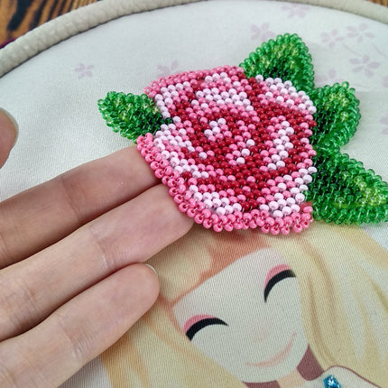 Bead embroidery kit for a backpack "The girl is a flower"