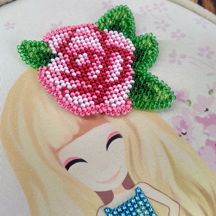 Bead embroidery kit for a backpack "The girl is a flower"