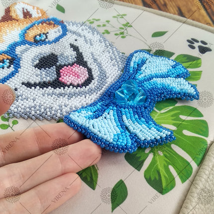 Bead embroidery kit for a backpack "Fashionable dog"