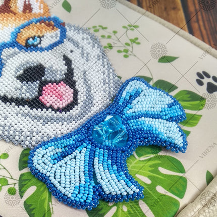 Bead embroidery kit for a backpack "Fashionable dog"