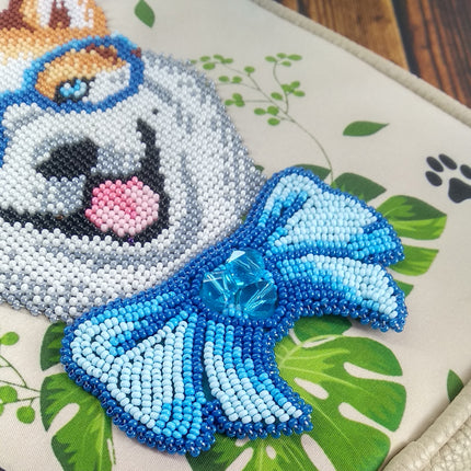 Bead embroidery kit for a backpack "Fashionable dog"