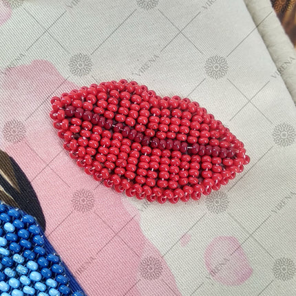 Bead embroidery kit for a backpack "Fashionable girl"