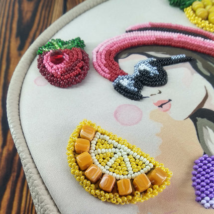Bead embroidery kit for a backpack "Beautiful girl"