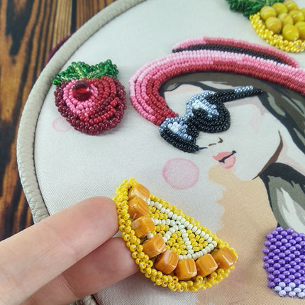 Bead embroidery kit for a backpack "Beautiful girl"