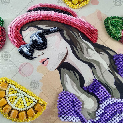 Bead embroidery kit for a backpack "Beautiful girl"