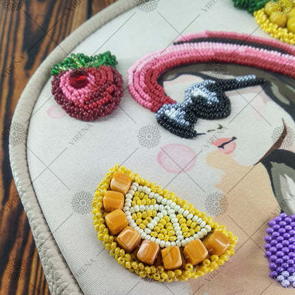 Bead embroidery kit for a backpack "Beautiful girl"
