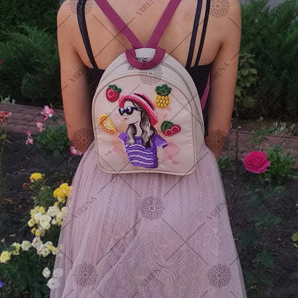 Bead embroidery kit for a backpack "Beautiful girl"