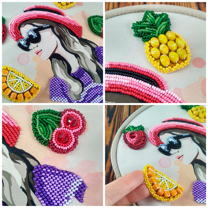 Bead embroidery kit for a backpack "Beautiful girl"