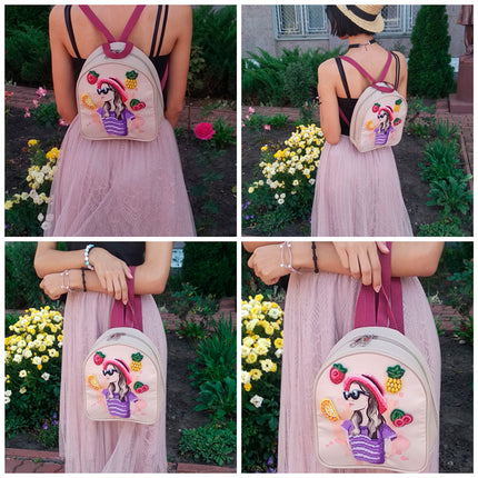 Bead embroidery kit for a backpack "Beautiful girl"