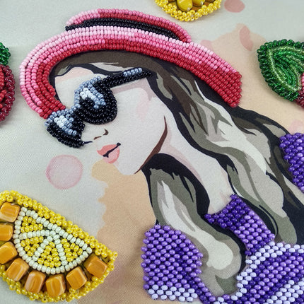 Bead embroidery kit for a backpack "Beautiful girl"