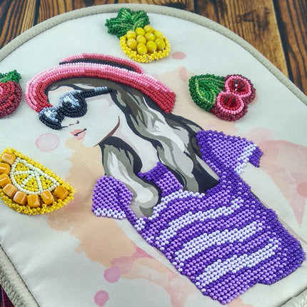 Bead embroidery kit for a backpack "Beautiful girl"