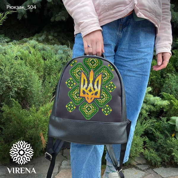 Backpack for embroidery with beads kit "Coat of arms of Ukraine"