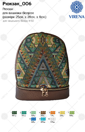 Backpack for embroidery with beads kit "Ornaments"