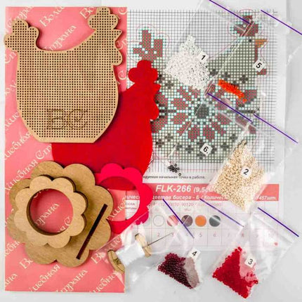 DIY Bead Embroidery Kit on Wood "Chicken"