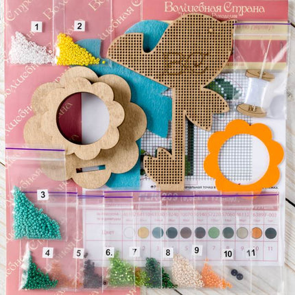 DIY Bead Embroidery Kit on Wood "Birdie"