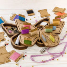 Box for handicraft + 33 bobbins 