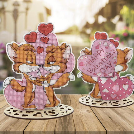 DIY Cross stitch kit "Valentine's Day. Foxes"