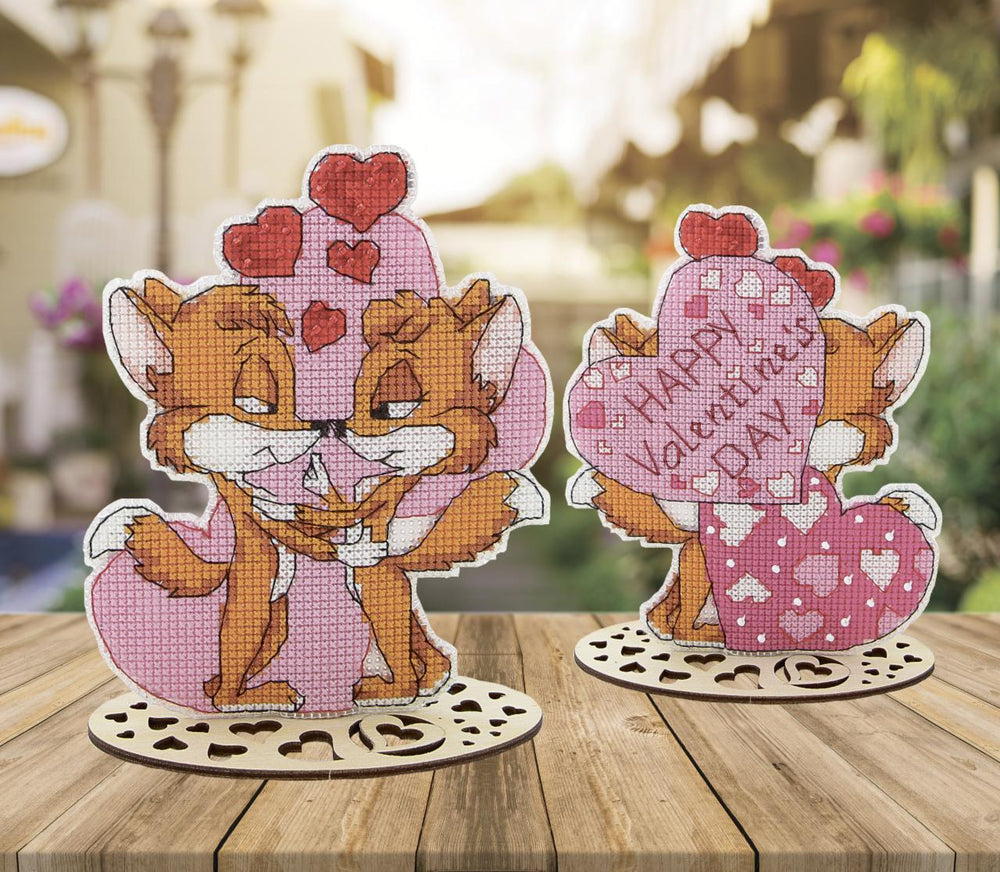 DIY Cross stitch kit "Valentine's Day. Foxes"