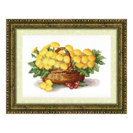 Counted Cross Stitch Kit "Basket of dandelions"