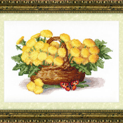 Counted Cross Stitch Kit "Basket of dandelions"