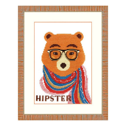 Counted Cross Stitch Kit "Bear-hipster"