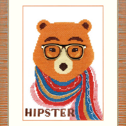 Counted Cross Stitch Kit "Bear-hipster"