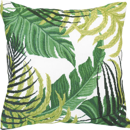 DIY Counted Cross Stitch Pillow Kit "Tropical leaves"