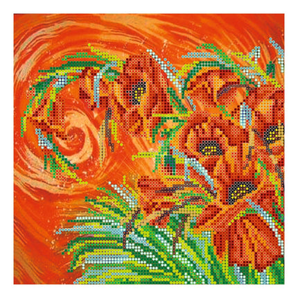 Canvas for bead embroidery "Poppy Trail" 7.9"x7.9" / 20.0x20.0 cm