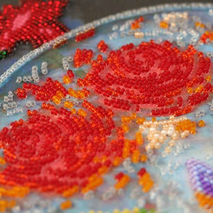 DIY Bead Embroidery Kit "Flower palette" 9.8"x11.8" / 25.0x30.0 cm