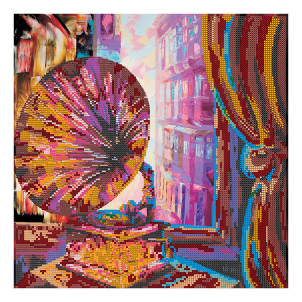Canvas for bead embroidery "Phonograph" 11.8"x11.8" / 30.0x30.0 cm